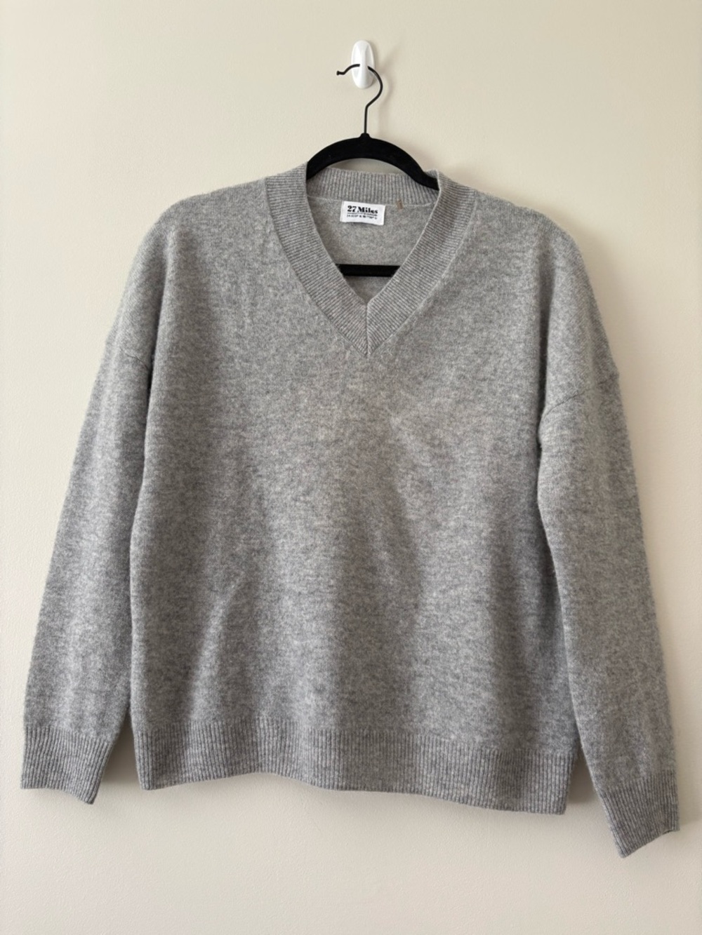 27 miles Sweater Gray V-Neck Cashmere Size XS